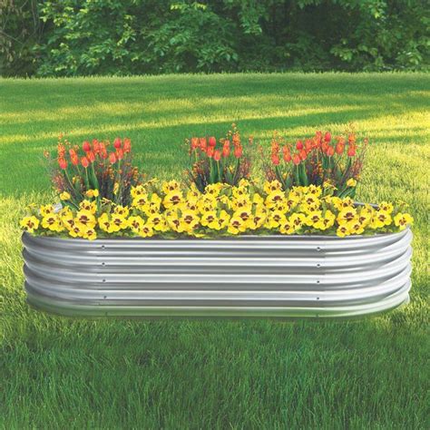 metal oval box flower top|galvanized garden bed planter box.